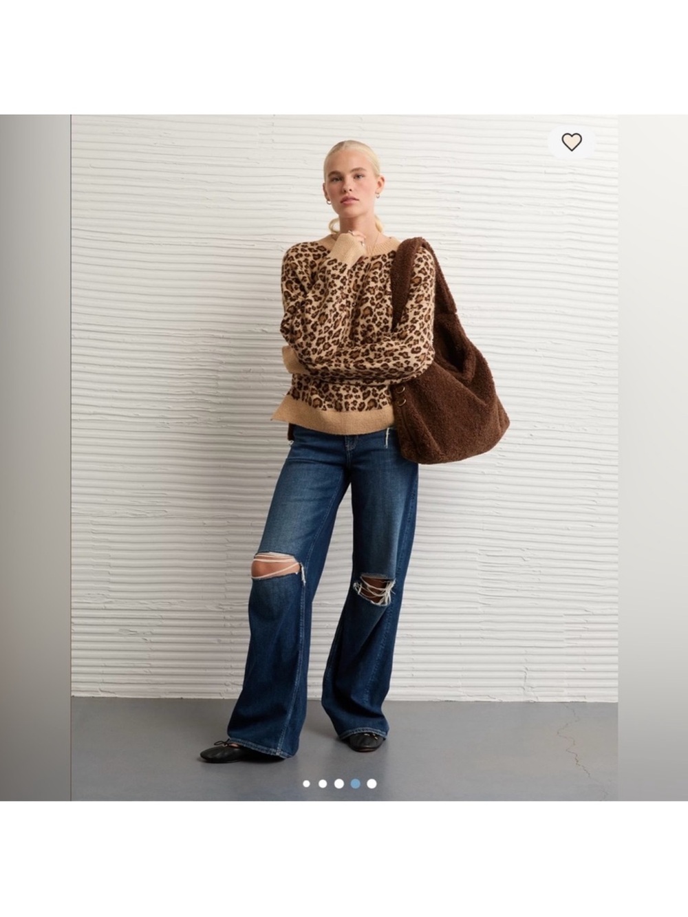 American Eagle Outfitters Leopard Print Crewneck - Tan & Black size L